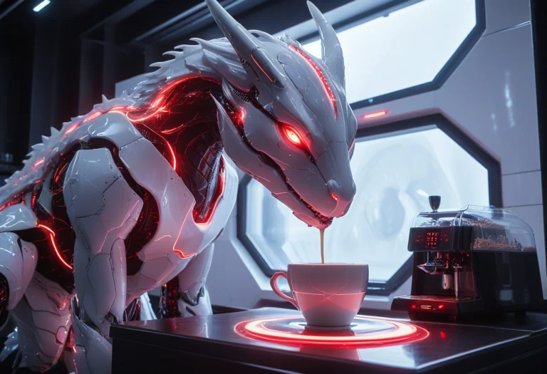 Whiteember, A Majestic Cybernetic Dragon Working As A Futuri...