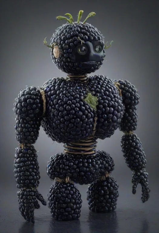 Blackberryworld, A Robot Built From Clusters Of Glossy Black...