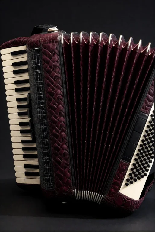 3dworld , An Accordion With Bellows Of Deep Burgundy Ribbed...