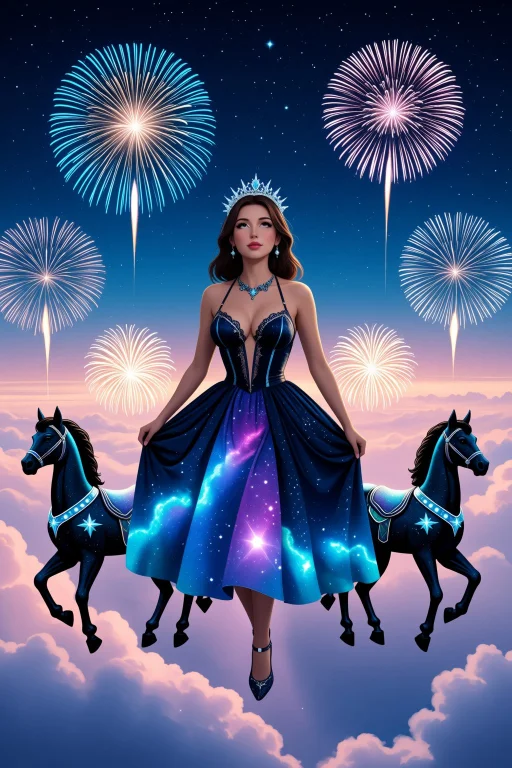 A Dreamlike Carnival Floating In The Sky, Carousel Animals M...
