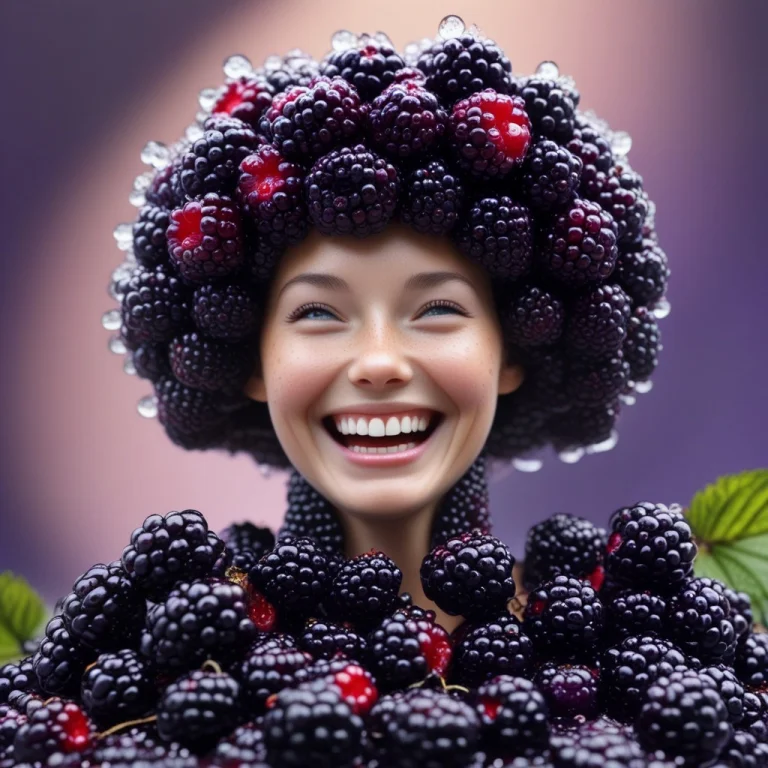 A Whimsical Surreal Woman Completely Made From Glossy Blackb...