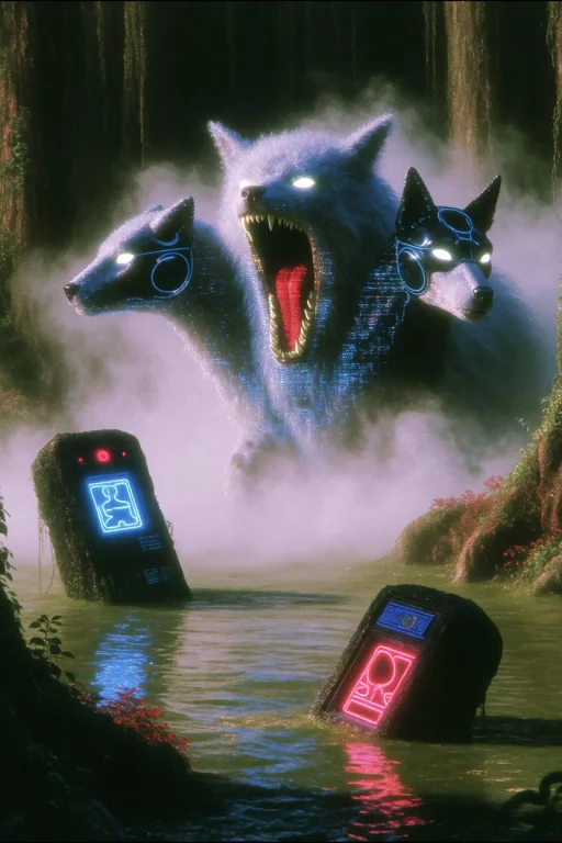 Dcdrkfntsy, On The Edge Of A Misty, Neon-lit Swamp, Katia Su...