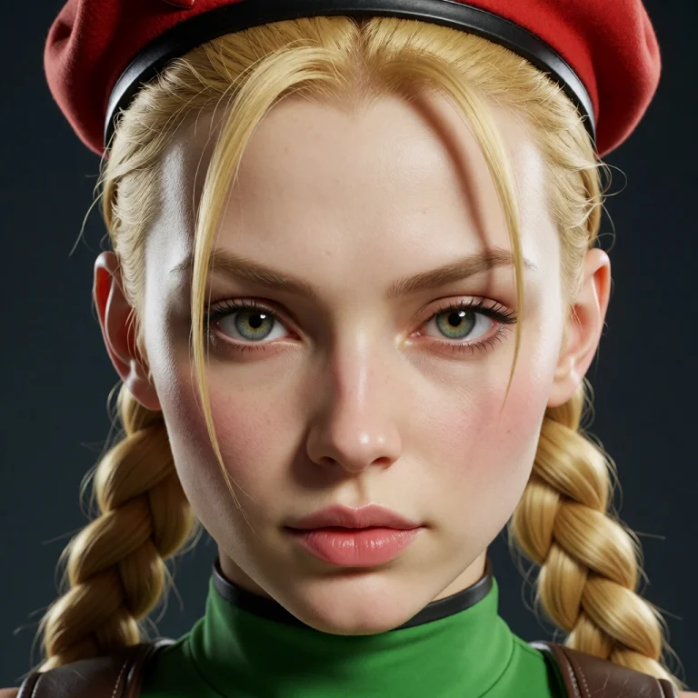 Photorealistic Cammy From Street Fighter, Face Closeup