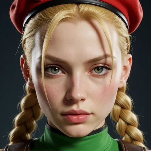 Photorealistic Cammy From Street Fighter, Face Closeup — Stable Diffusion AI Prompt: photorealistic cammy from Street Fighter, face closeup