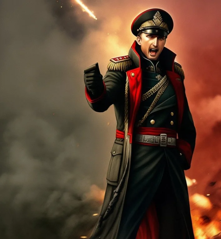 Commissar, A Man On The Battlefield, Shouts, Inspiring, Art...