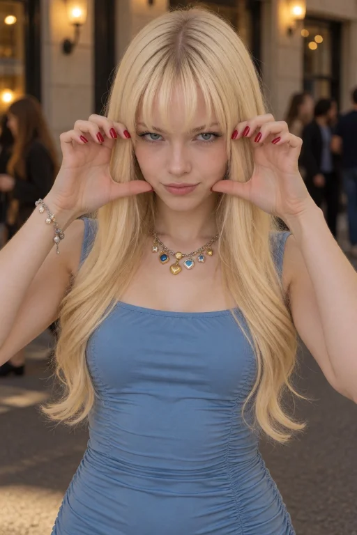 Janinex, Ayoung Woman With Long Pale Blonde Hair With Wispy...
