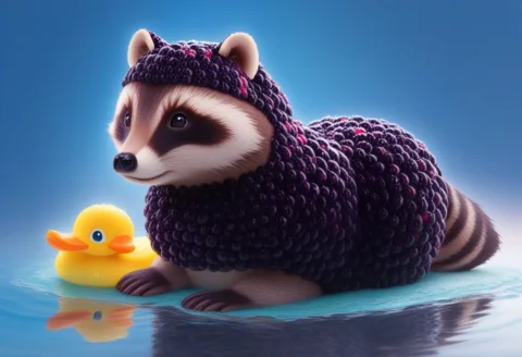 Blackberryworld A Raccoon Eating A Rubber Duck — SDXL AI Prompt: blackberryworld a raccoon eating a rubber duck