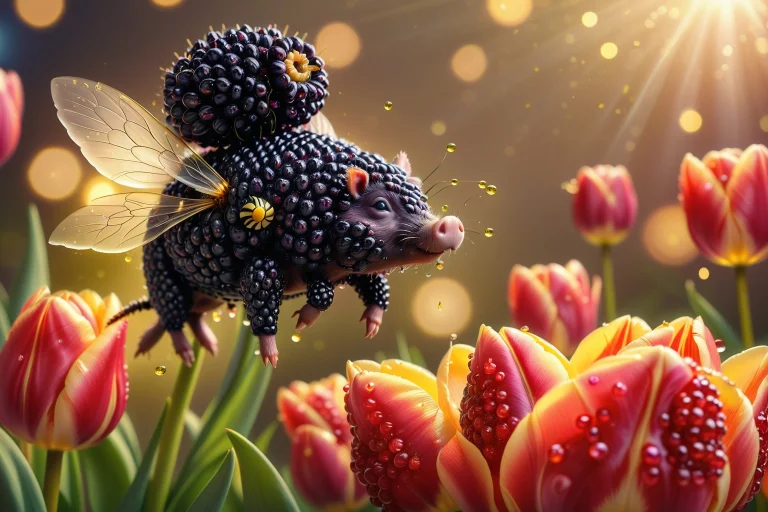 Macro Photo-realistic Cinematic Image Of A Tiny Head-hog Mad...