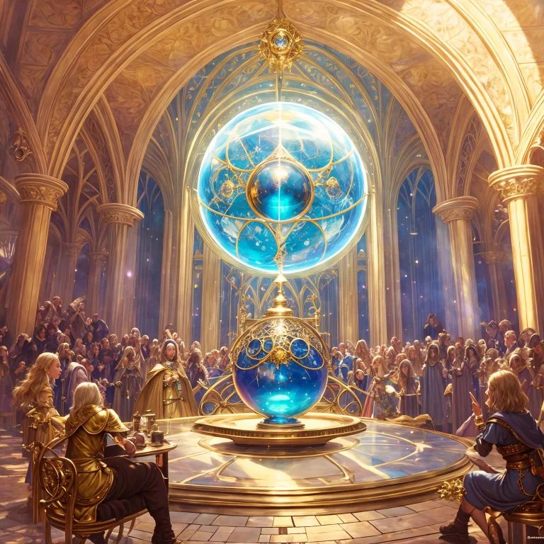 Magical Crystal Sphere Of Pure Energy Sitting On An Alchemy...