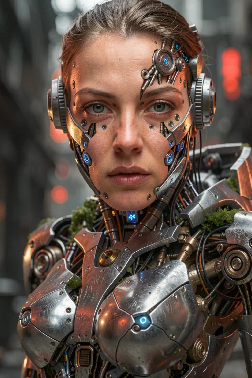 A Highly Realistic Looking Cybernetically Fused Woman With M...