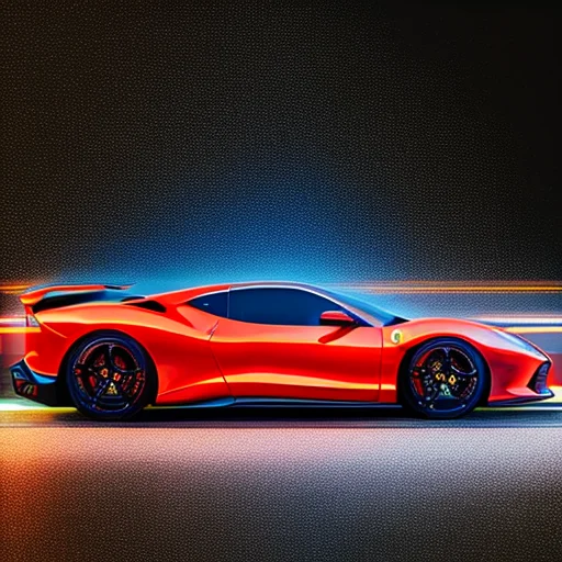 Angular Composition, Masterpiece, A Ferrari Car On Road At N...