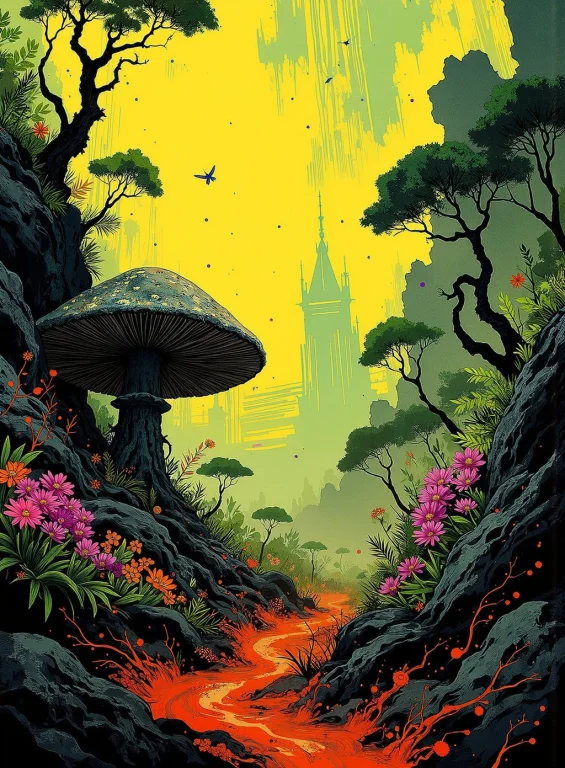 A Beautiful Digital Illustration Painting Of A Detailed Fore...