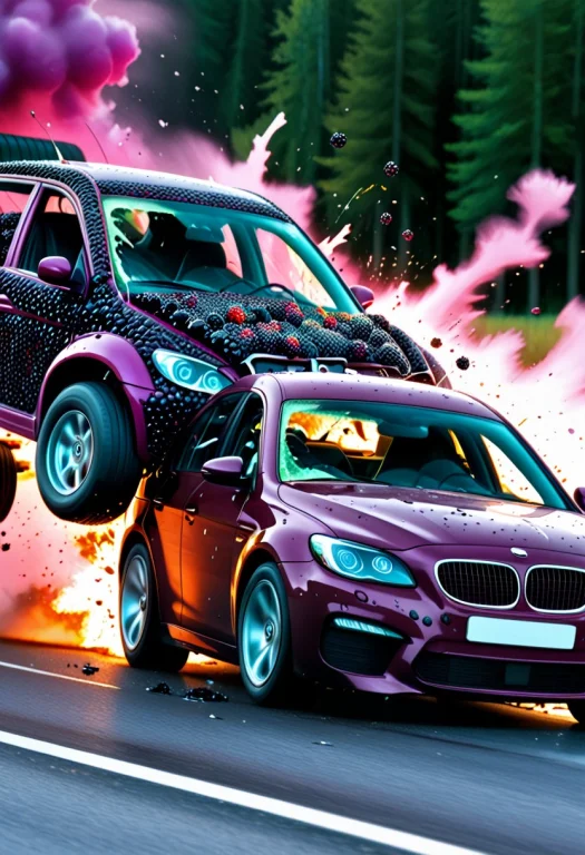 Dtp, Car Crash, Frontal Impact, Two Cars Crashing, Exploded,...