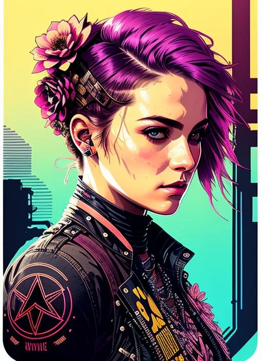 Swpunk Style Synthwavecharlie Bowater Realistic Lithography...
