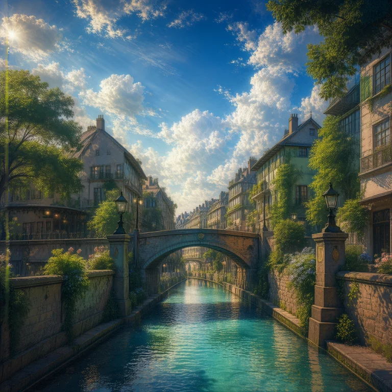In The Heart Of A Bustling City, A Serene Canal Meanders Thr...