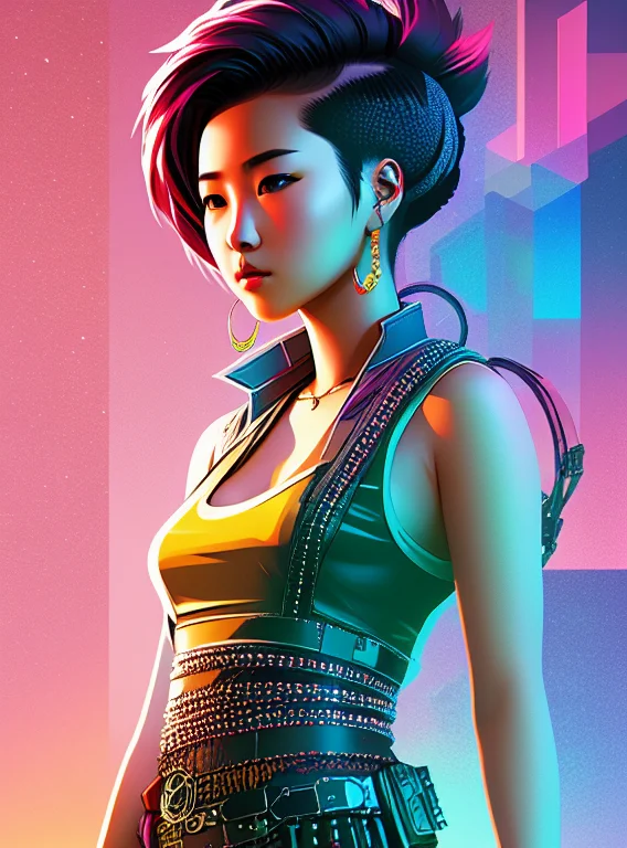 Swpunk, Full Body Portrait Of A Beautiful Young Mongolian La...