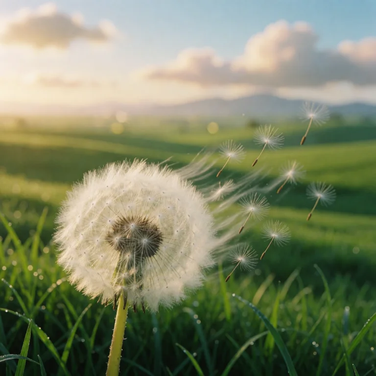 Extreme Macro Close-up Of A Single Fluffy Dandelion Seed Hea...
