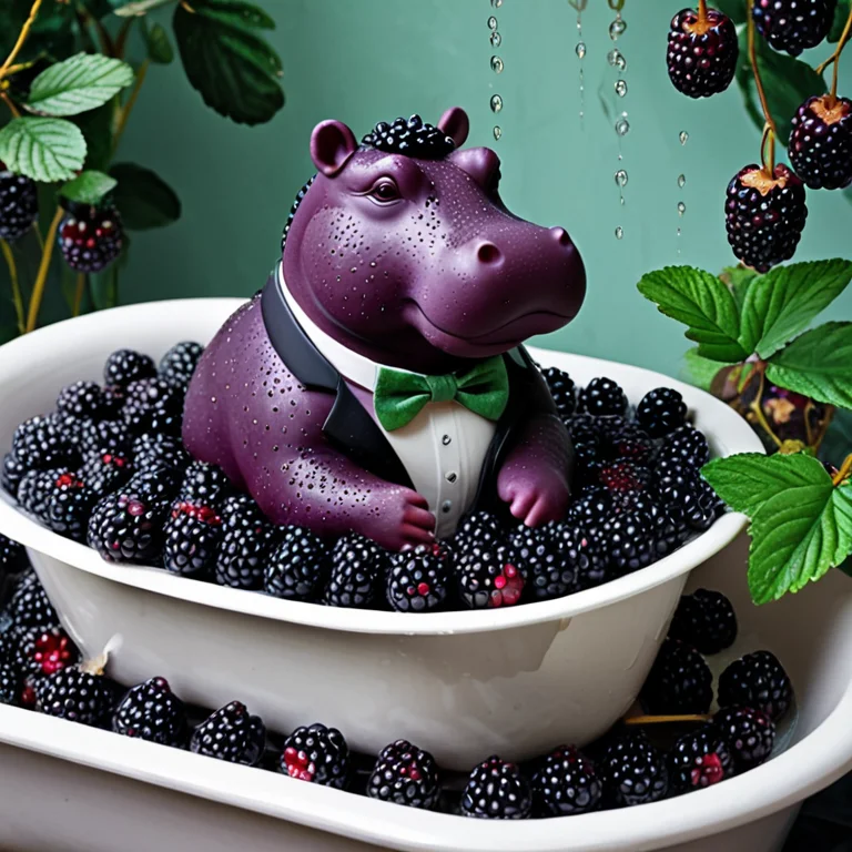 Blackberryworld, A Hippopotamus In A Bow Tie Sitting In A Ba...