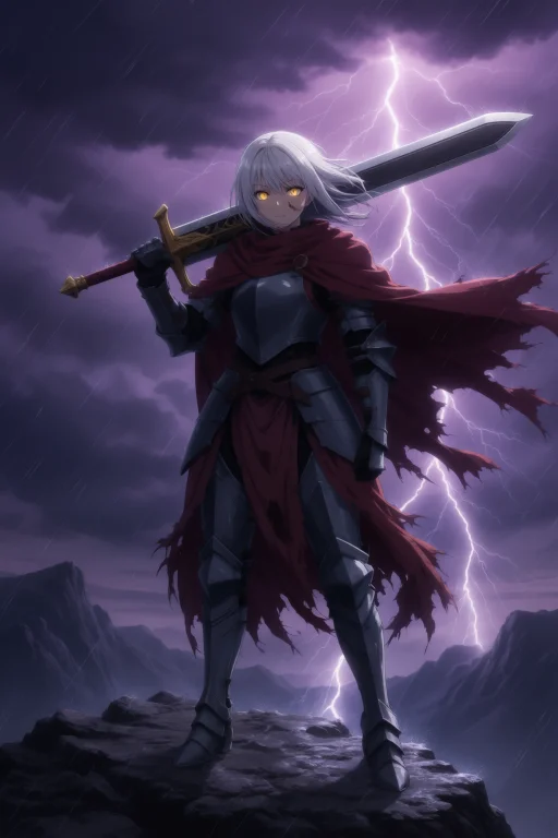 An Anime Illustration Of A Warrior Woman In Her Twenties Wit...