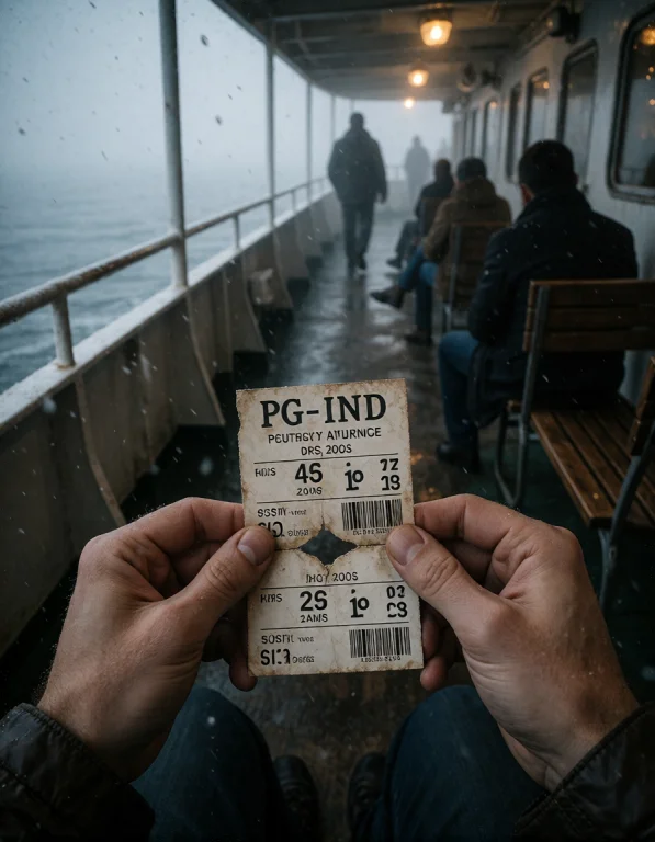 Create A Pg-13 Atmospheric Horror Image Centered On A Ferry...