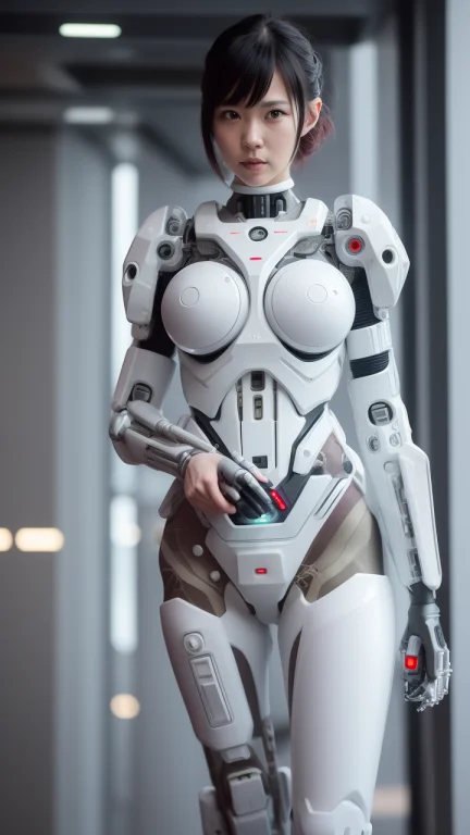 Caucasian Woman, Cyborg Woman With A Visible Detailed Brain...