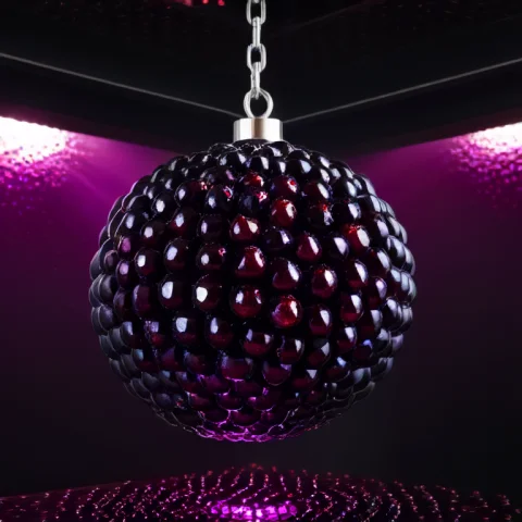 A Spinning Disco Ball Hanging From The Ceiling Of A Dark 197... — SDXL AI Prompt: A spinning disco ball hanging from the ceiling of a dark 1970s nightclub, but th...