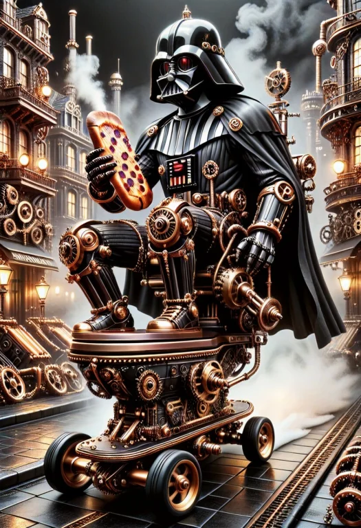 Darth Vader Sitting On A Toilet Bowl, Holding A Single Peppe...