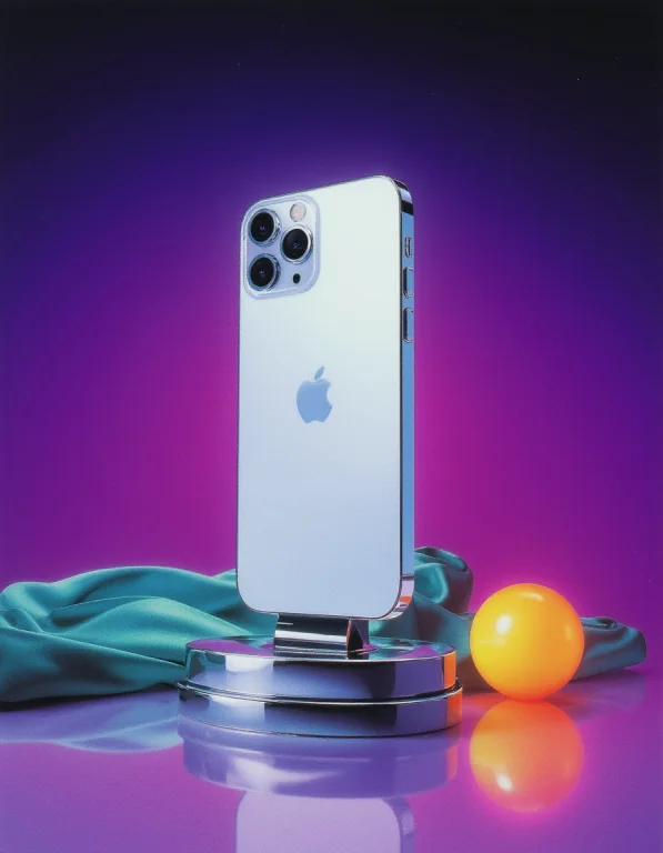 80sairbrush. Photo Of A Modern Apple Iphone Standing Upright...