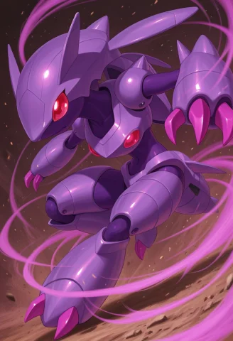 1 Creature, Solo, Break, Genesect, Adult, Robotic, Mechanica... — Stable Diffusion AI Prompt: 1 creature, solo, BREAK, Genesect, adult, robotic, mechanical body, purple metal...