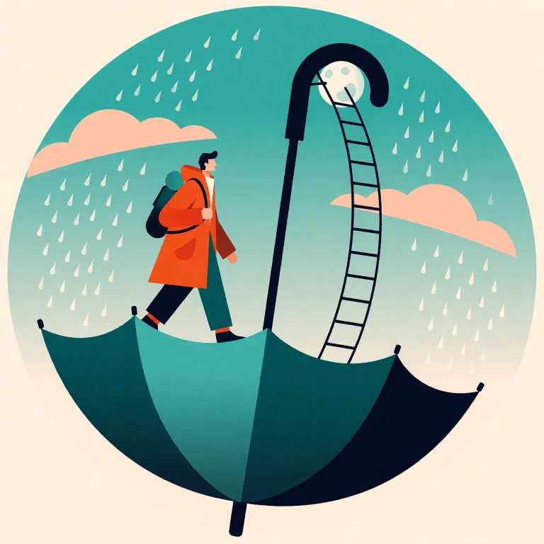 Vector Flat Design Illustration Of An Adult Traveler Wearing...