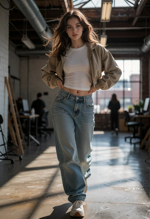 3. Hand-on-hip Editorial Pose 20-year-old Model Walking Towa...