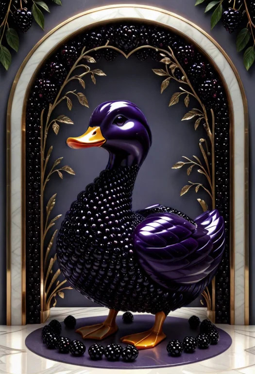 A Stylized Art Deco Duck, Meticulously Crafted From Polished...