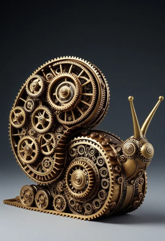 A Snail Tank Made Entirely Of Layered Brass And Copper Gears...