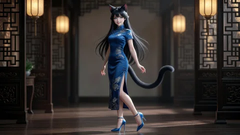 Best Qualitymasterpieceultradetailedcat Girlfurryblack Long... — Stable Diffusion AI Prompt: best quality，masterpiece，ultra−detailed，cat girl，furry，black long hair，水...