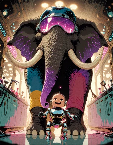 Hearthlz Illustration. A Massive, Venomous Elephant With Dar... — Stable Diffusion AI Prompt: hearthlz illustration. A massive, venomous elephant with dark, oily skin and glo...