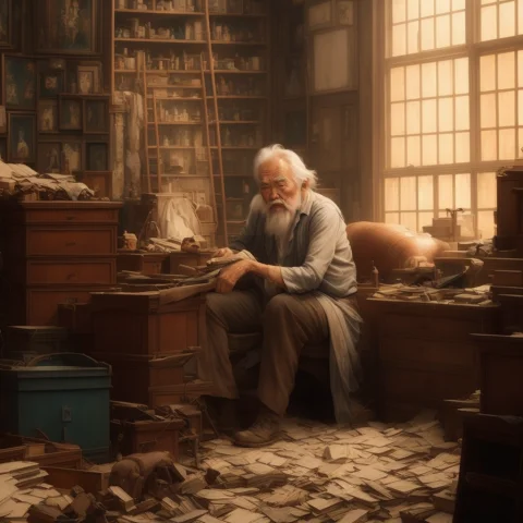 An Old Man In A Cluttered Messy Room, Hong Kong, Protogemb S... — Stable Diffusion AI Prompt: an old man in a cluttered messy room, hong kong, protogemb style