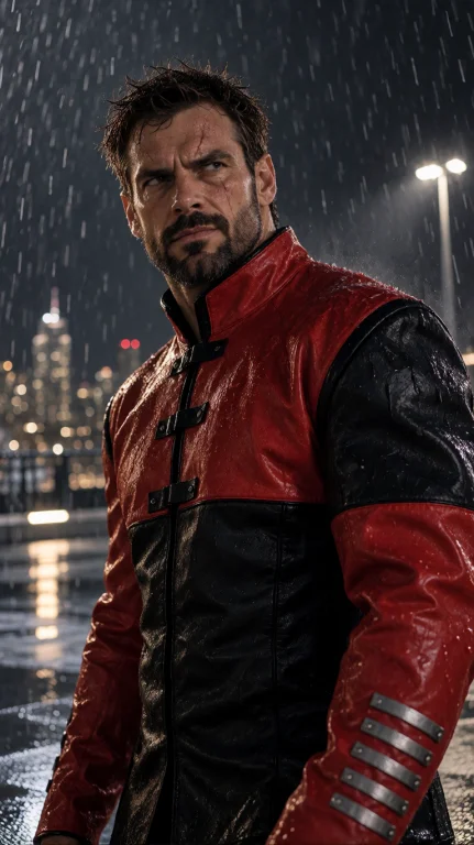 Pcmkrml Man, Chest-up, Low Angle, Standing In Falling Rain O...