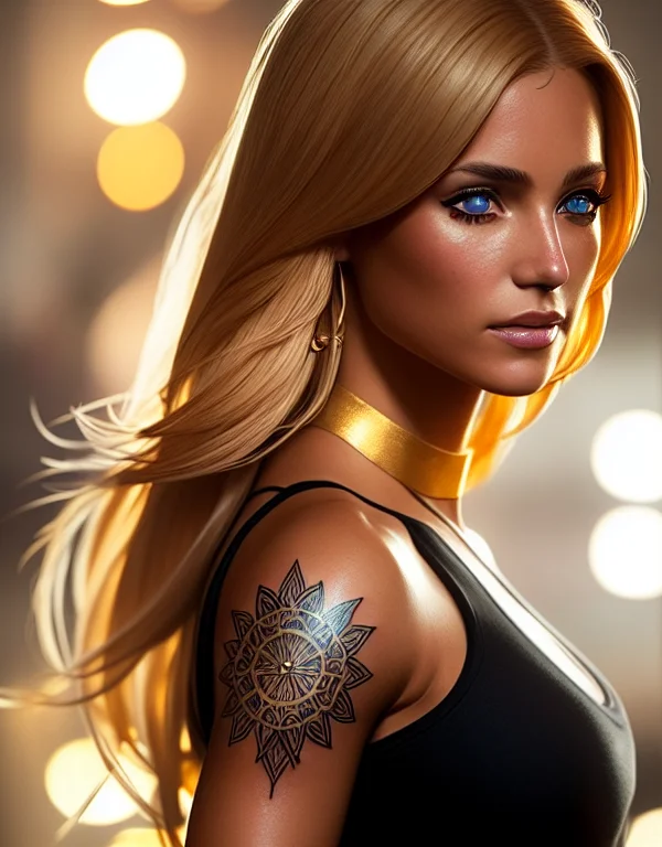 Woman-with-golden-hair-hazel-eyes-tanned-skin-with-frekkles-...