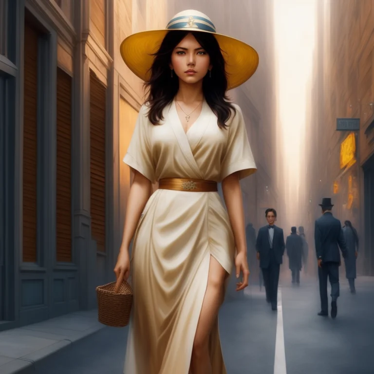 Portrait Of A Woman In The City Streets, Protogemb Style