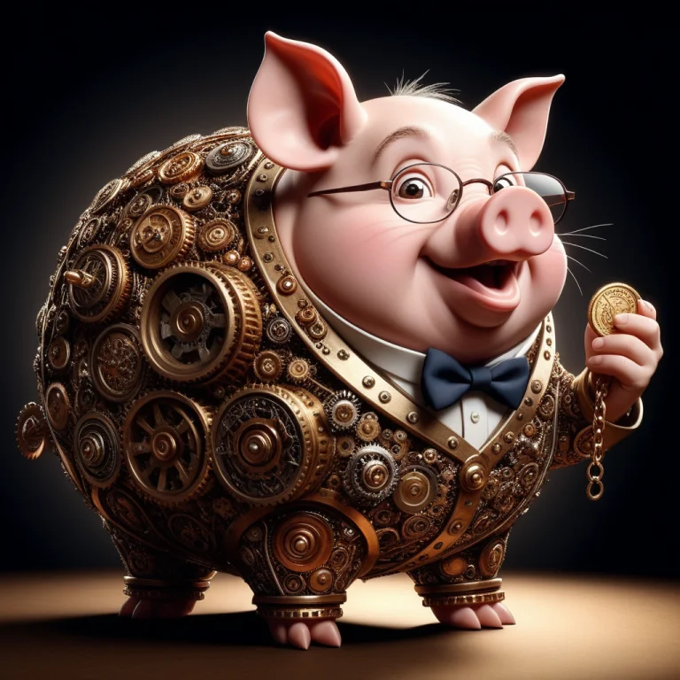 A Charming Mechanical Piggy Bank As The Huge Central Protago...