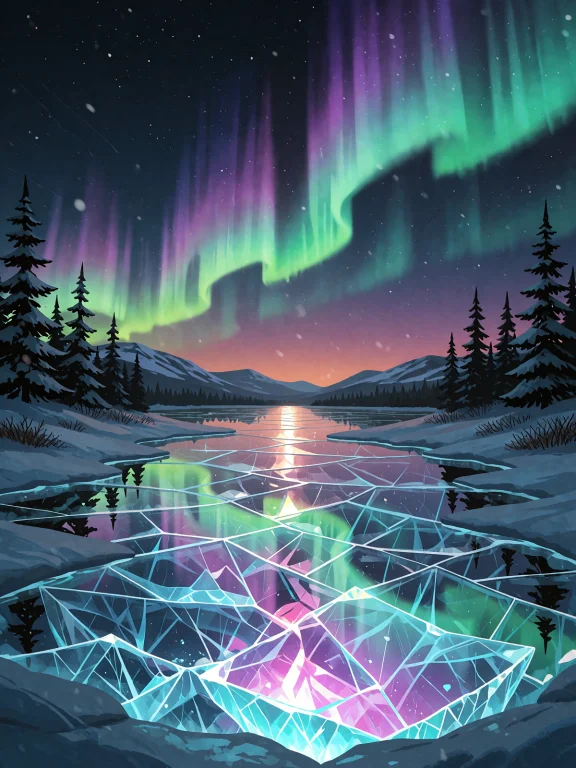 A Vast Tundra Where The Aurora Borealis Has Somehow Crystall...