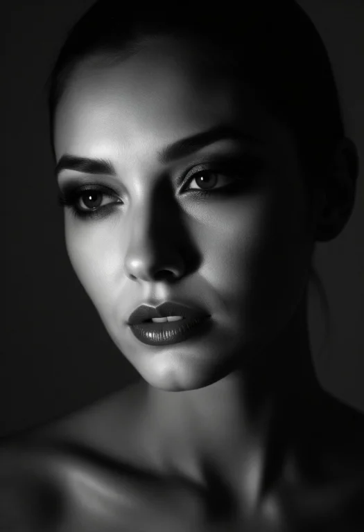 A Cinematic, Black-and-white Portrait Of A Russian Model Wit...