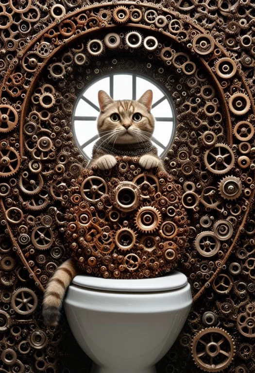 All Made Of Gears, Sharp Picture1.2, Detailed2, Cat Made Of...