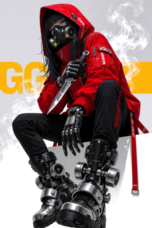 A High-quality Digital Illustration Of A Fierce Cyberpunk-st...