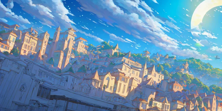 Masterpiece, 1boy, A Beautiful Ocean Sunset Town In The Styl...
