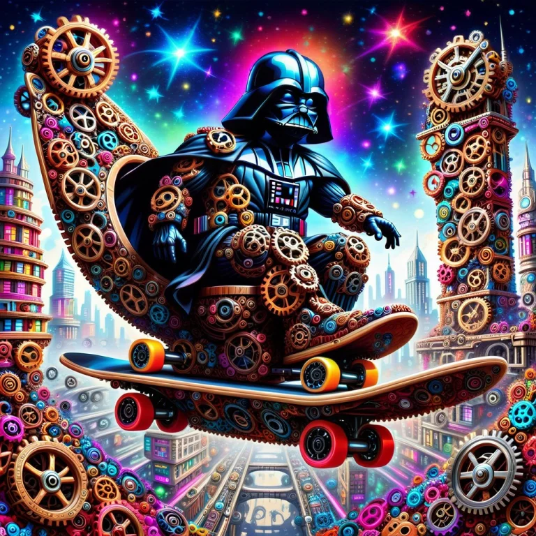 Darth Vader Made Of Gears, Sitted On A Toilet Made Of Gears,...