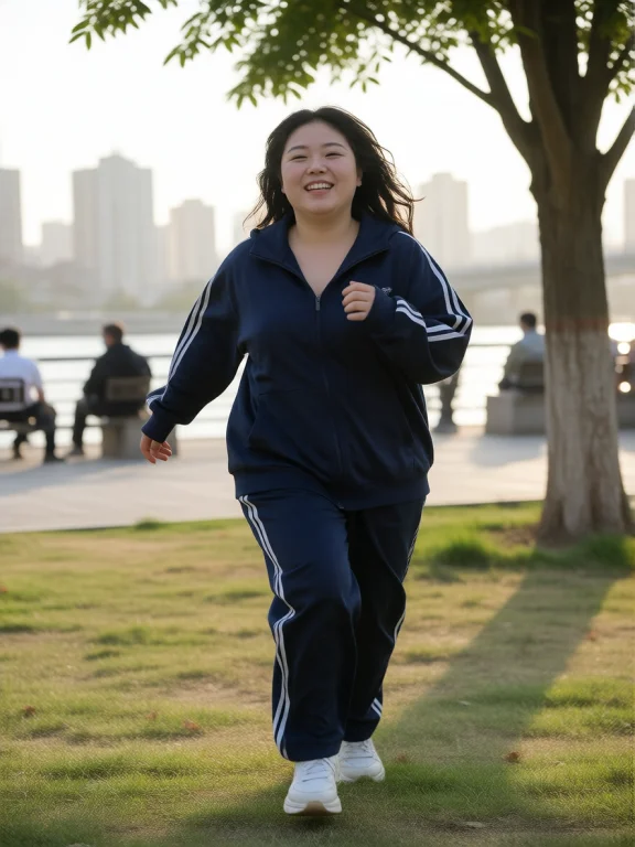 A Real-life Candid Photo Of A Curvy Asian Woman Wearing An O...