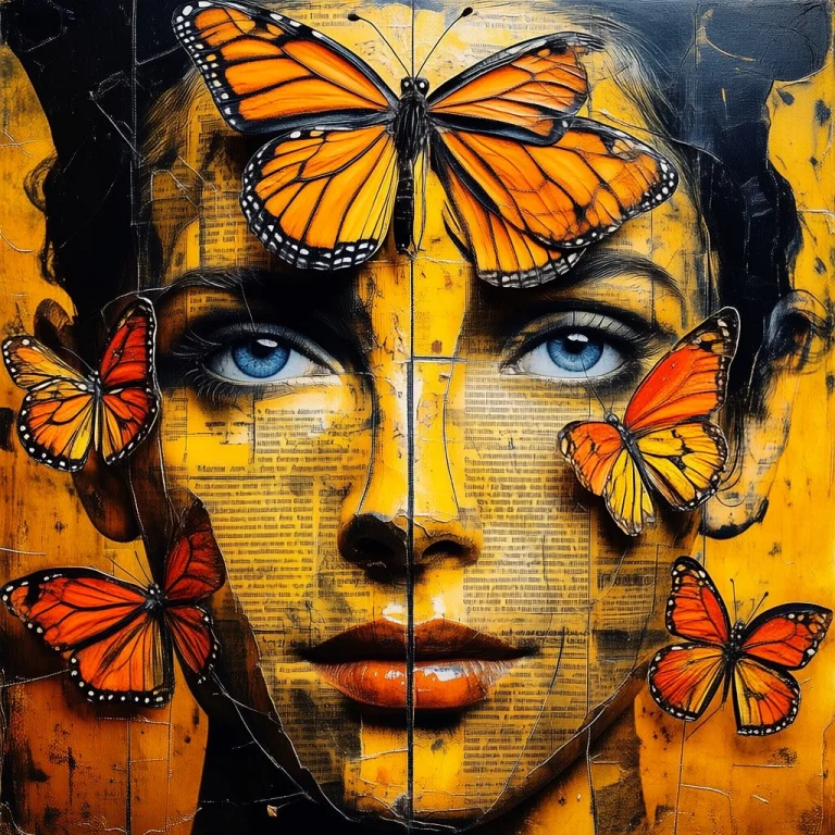 Enhanced Mixed-media Collage Art, Conceptual Portrait Of A W...