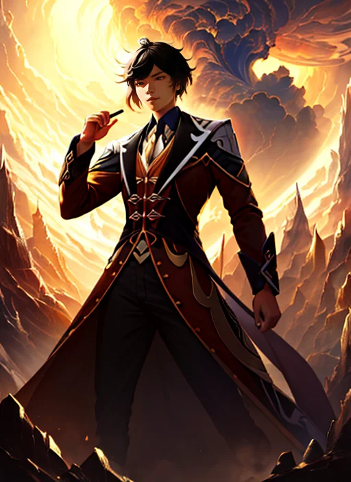 Zhongli Genshin Impact, Full Body Digital Painting, Best Qua...