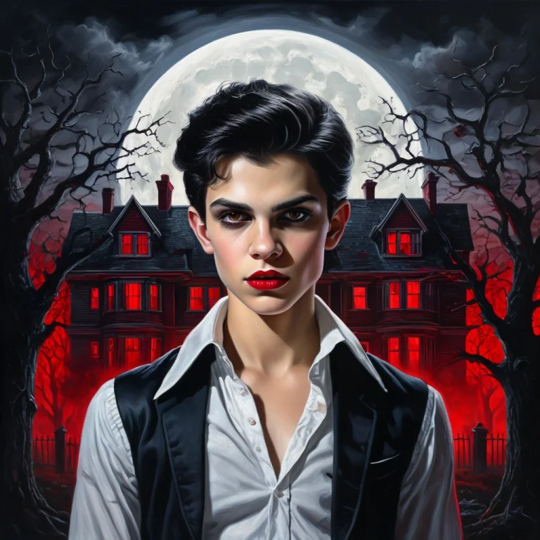 An Extremely Detailed Oil Painting Of 1boy A Teenage Vampire...